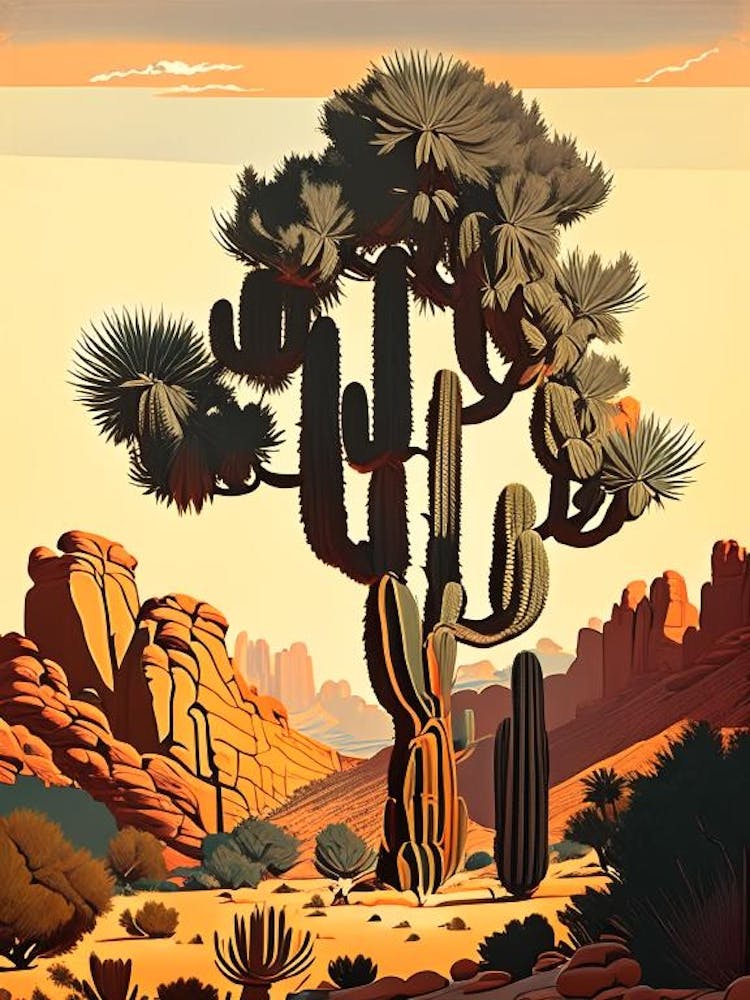 Joshua Trees In Grand Canyon Retro Illustration (3)