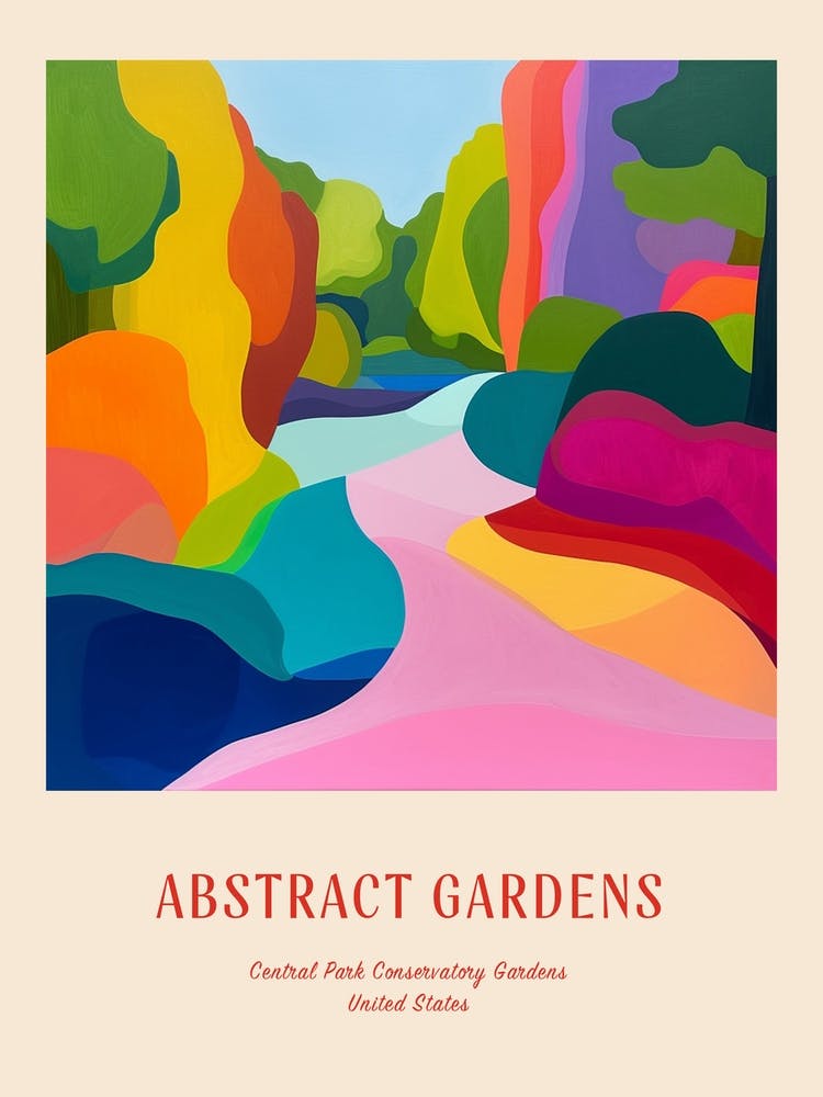 Colourful Gardens Central Park Conservatory Gardens Usa 1 Red Poster