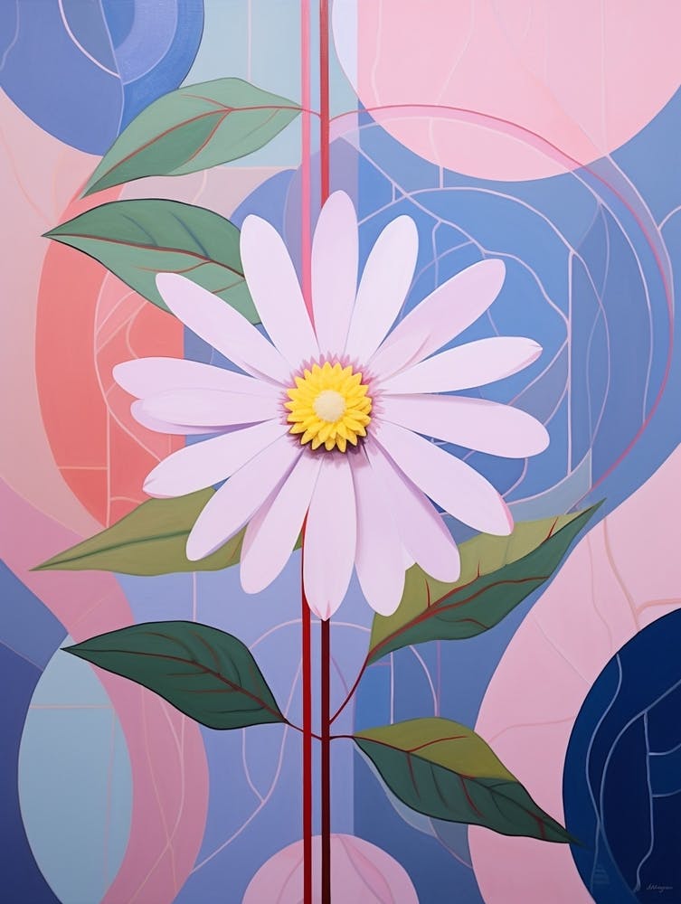 Asters 7 Hilma Af Klint Inspired Pastel Flower Painting