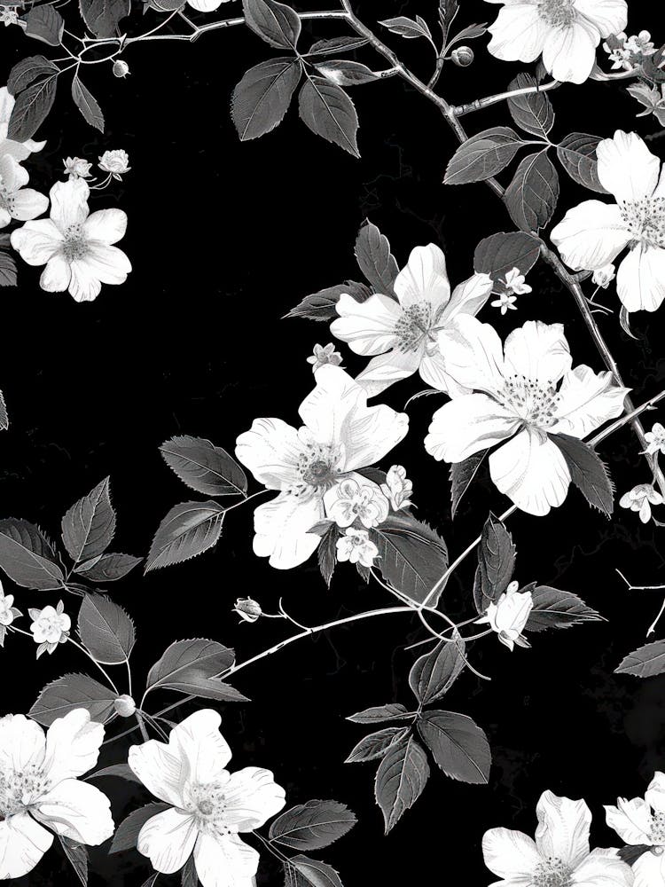 Grand Japon Hokusai Fleurs Monochromes 1312