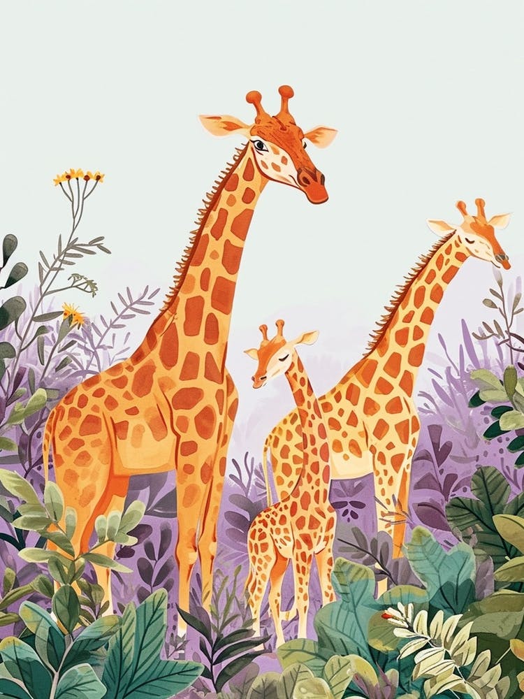 Niedliche Bilderbuch-Stil Giraffen-Illustration 4