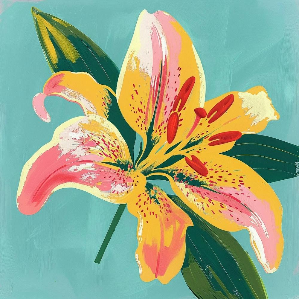 Lily 3 Square Flower Illustration