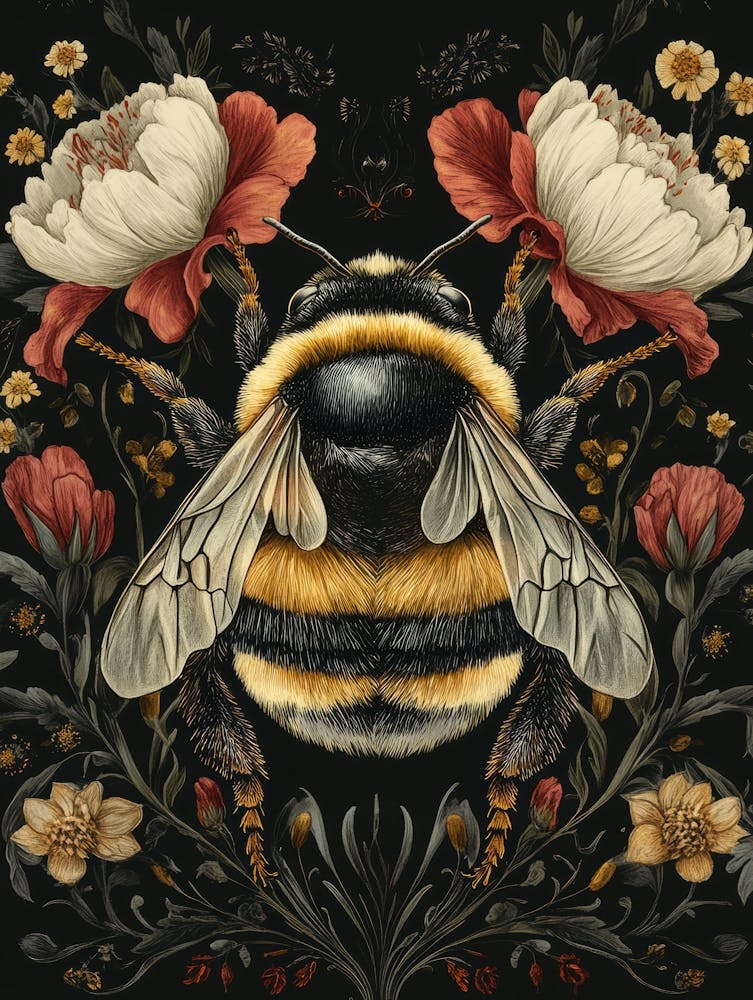 Bee With Flowers 4