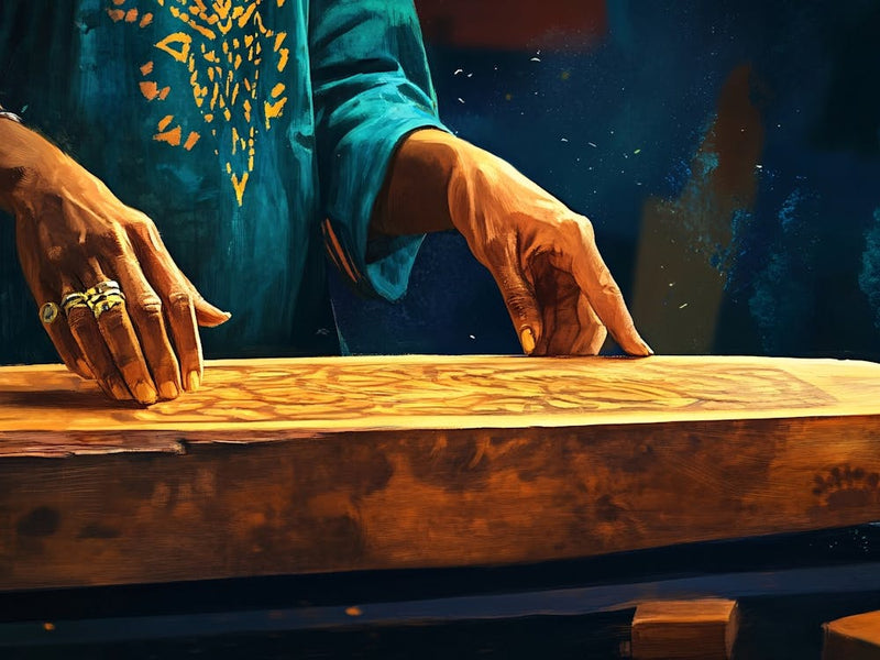 Man Carving A Wooden Board
