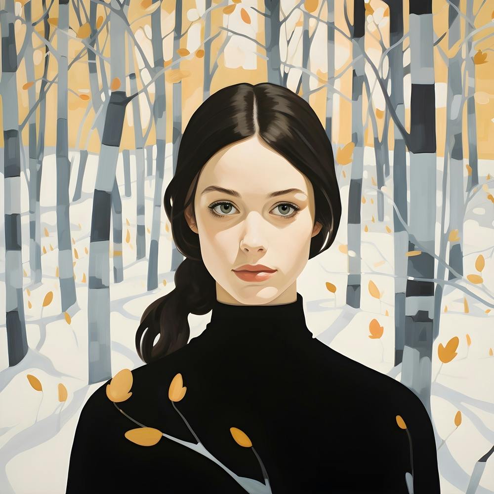 Woman and Trees in Winter 2