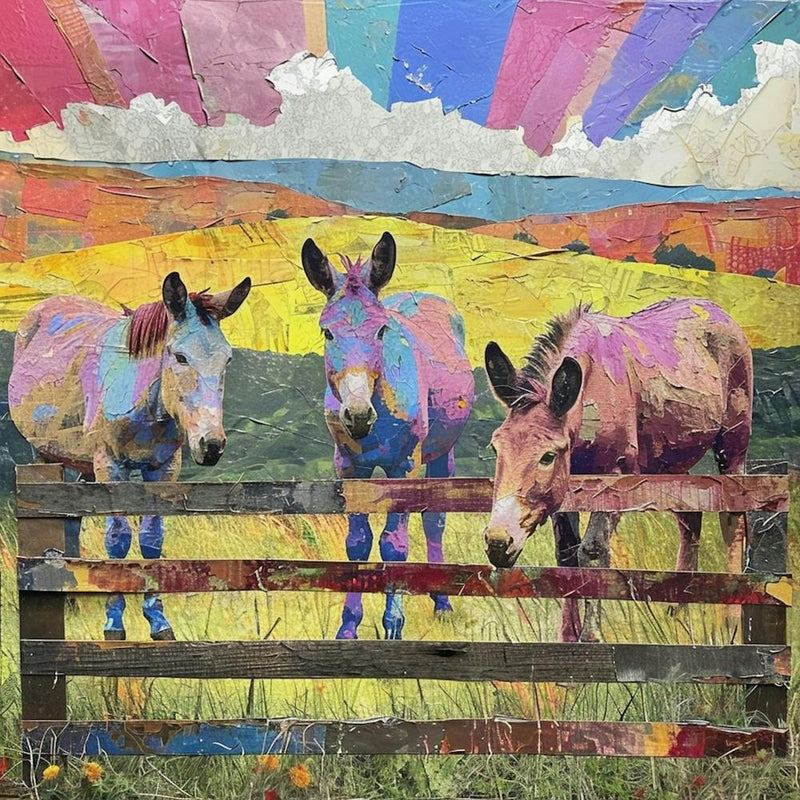 Kitsch Collage Of Donkeys 2
