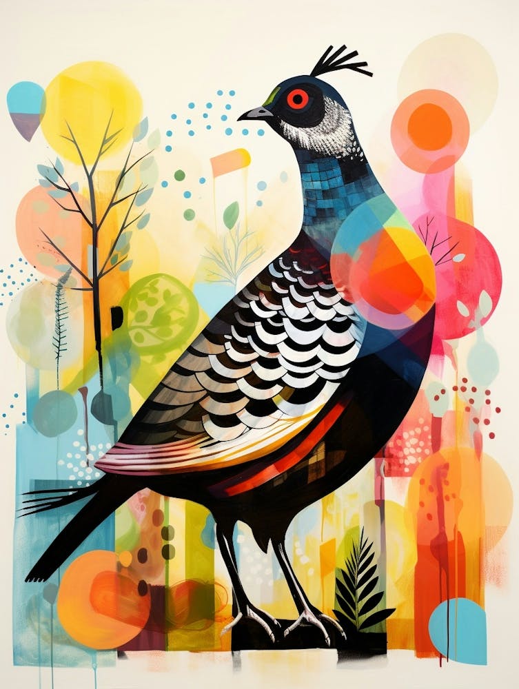 Bird Painting Collage Grouse 4