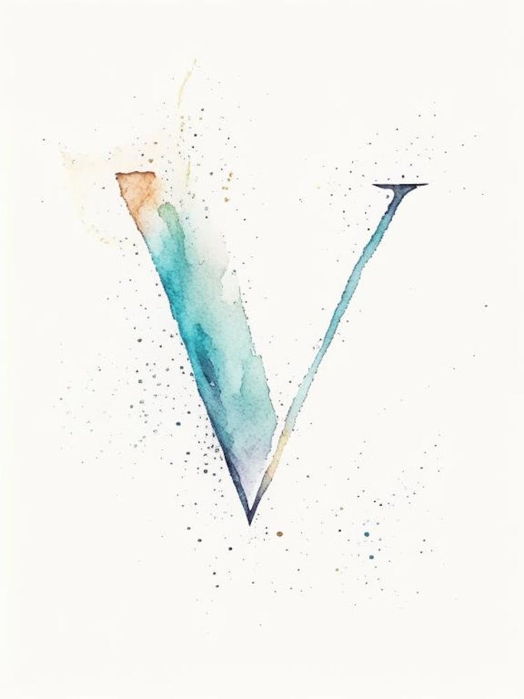 V, Letter, Alphabet Minimalist Watercolour 2