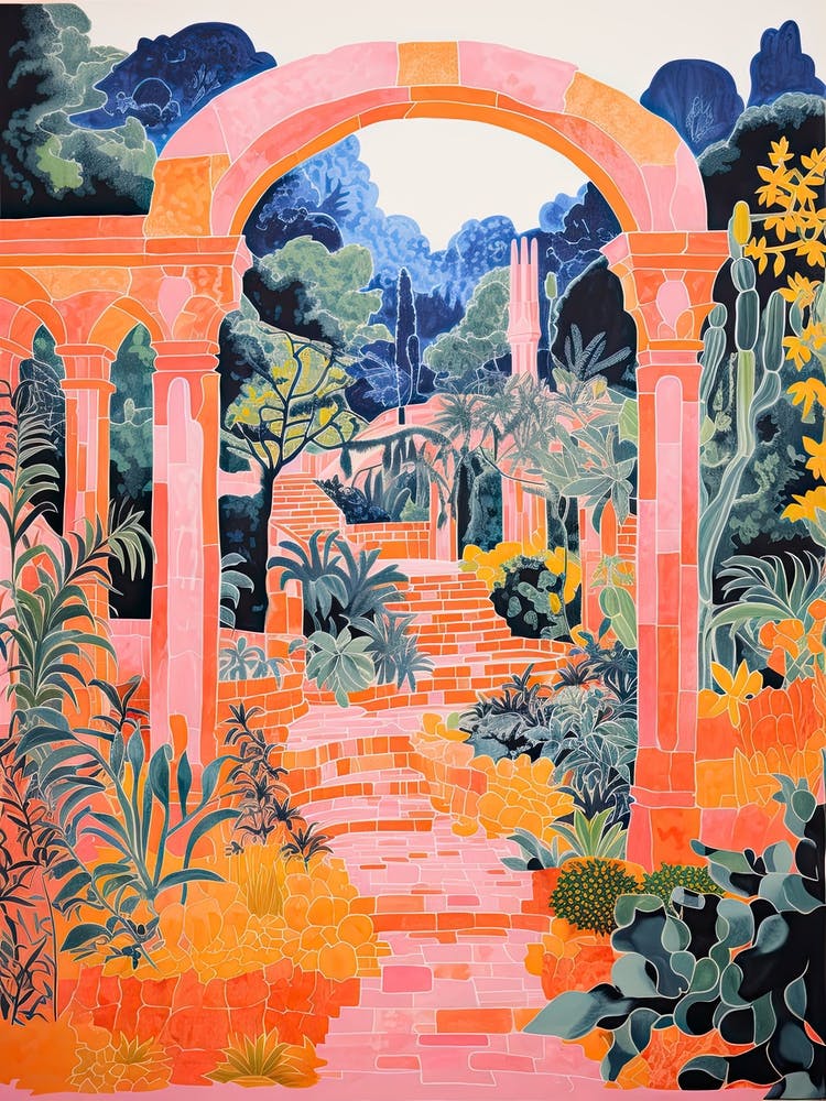 Generalife Gardens Abstract Riso Style 1