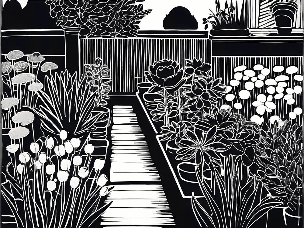 Lion cut inspired Black and white Garden plants & flowers art, Gardening art, Garden 225