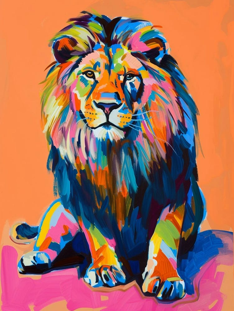 Asiatic Lion Fauvist Painting 4