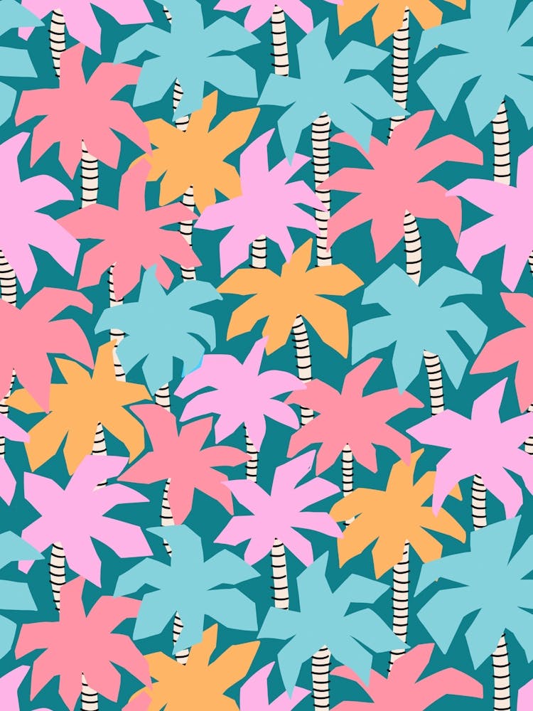 Pastel Colorful Cut Out Palm Trees
