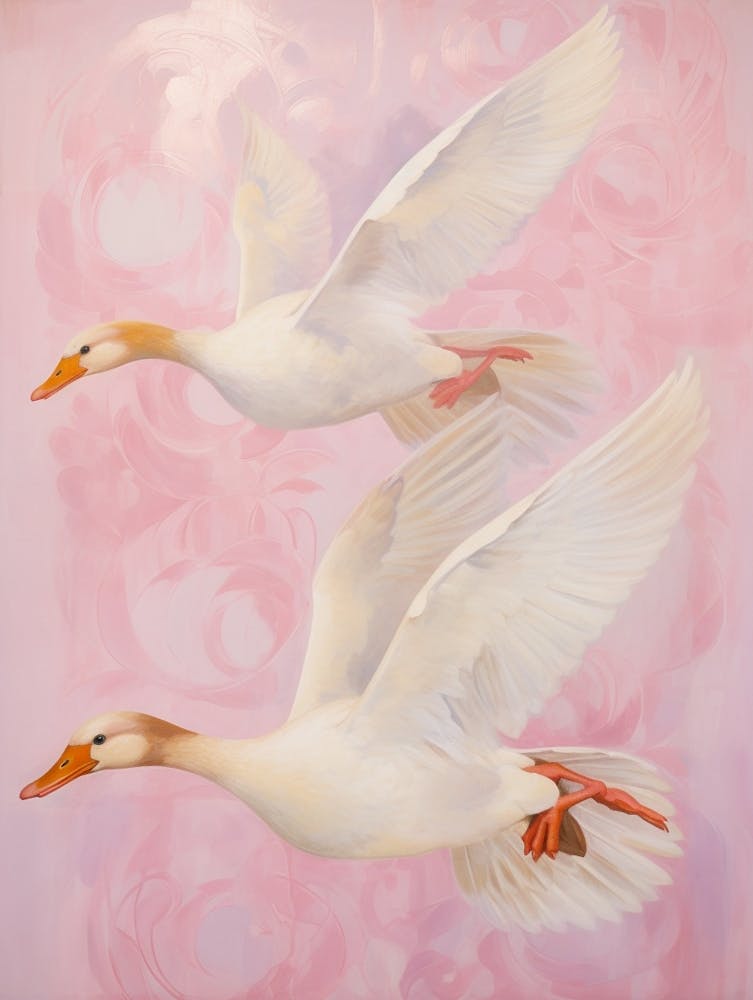 Pink Ethereal Bird Painting Duck 2