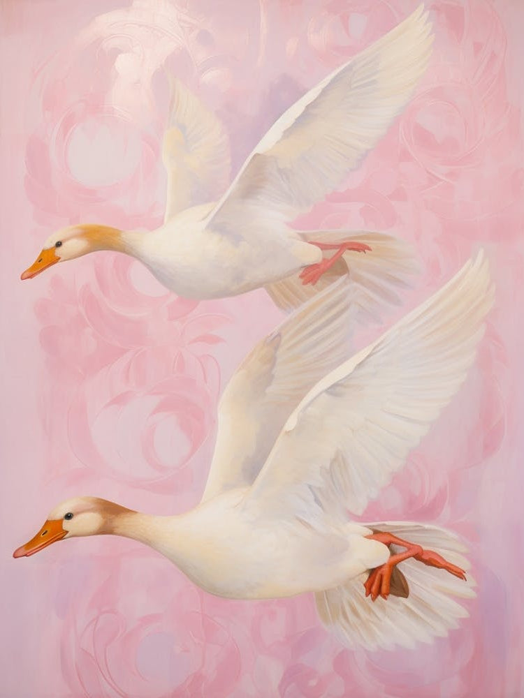 Pink Ethereal Bird Painting Duck 2