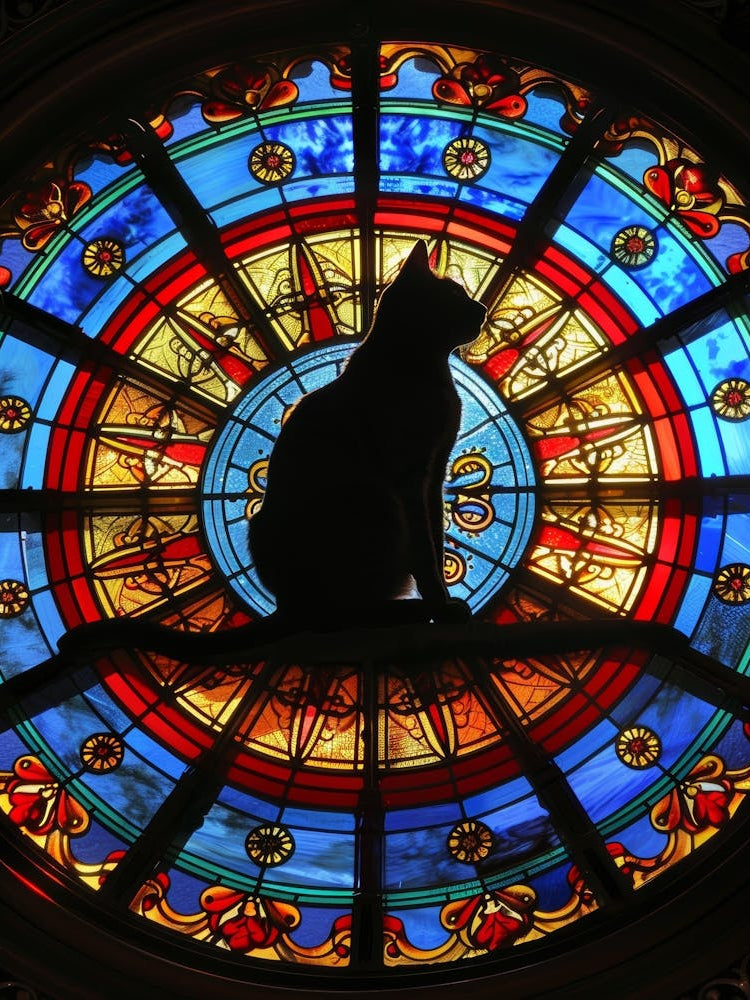 Cat In Stained Glass Window 8