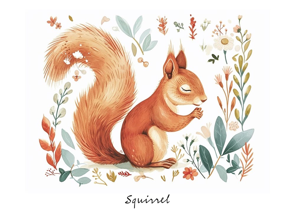 Little Floral Squirrel 3 Poster