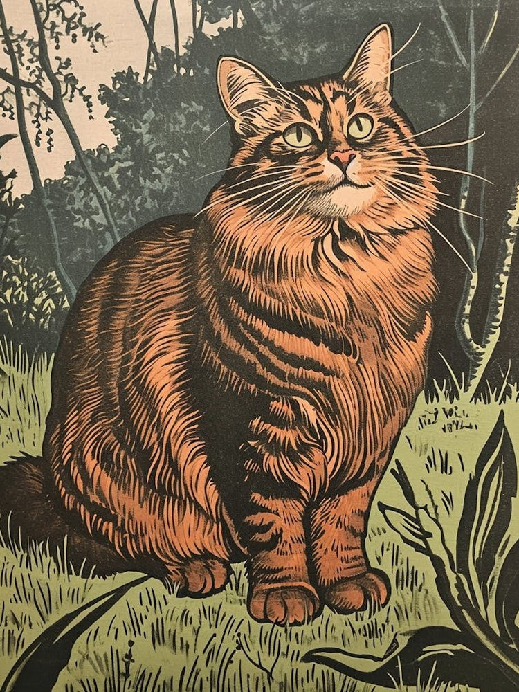 Manx Cat Relief Illustration 4