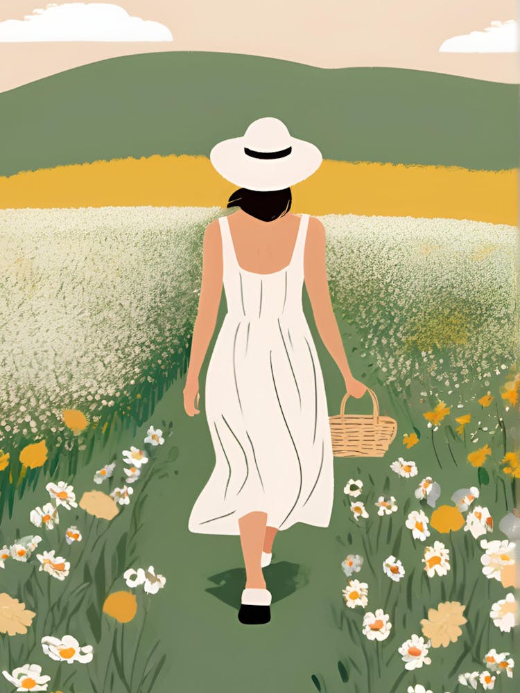 Woman Walking Through A Field