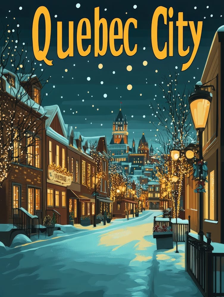 Aihrgdesign A Mid Century Modern Travel Poster For Quebec City