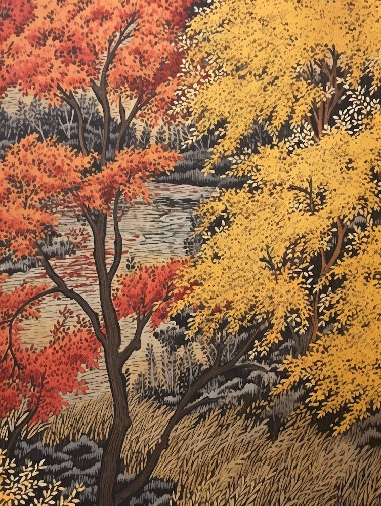 Black Willow 2 Vintage Autumn Tree Print 
