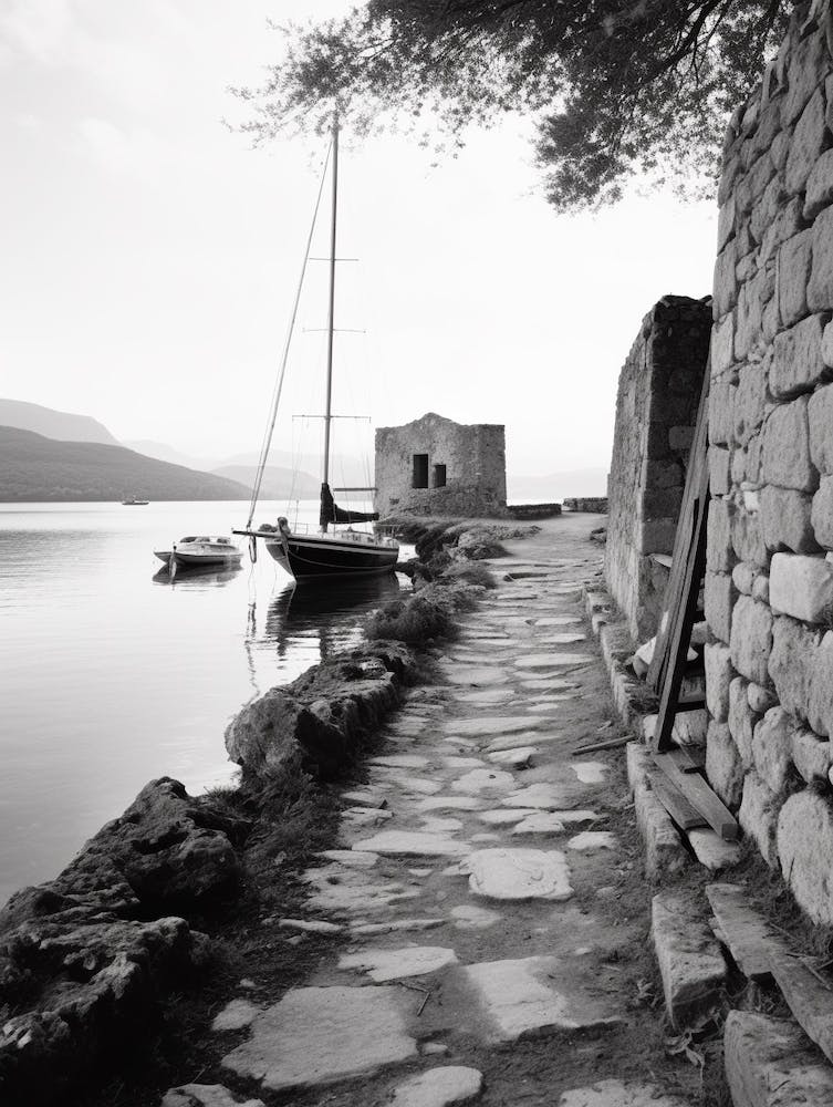 Korcula, Croatia, Black And White Old Photo 4