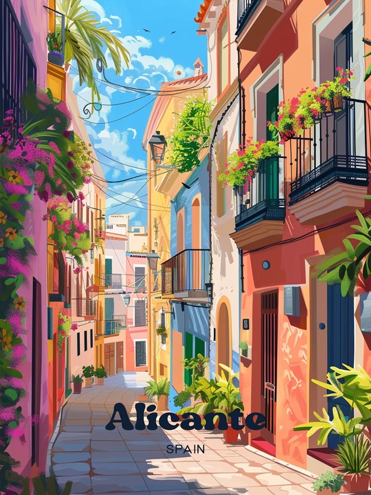 Alicante Spain Street Art Illustration