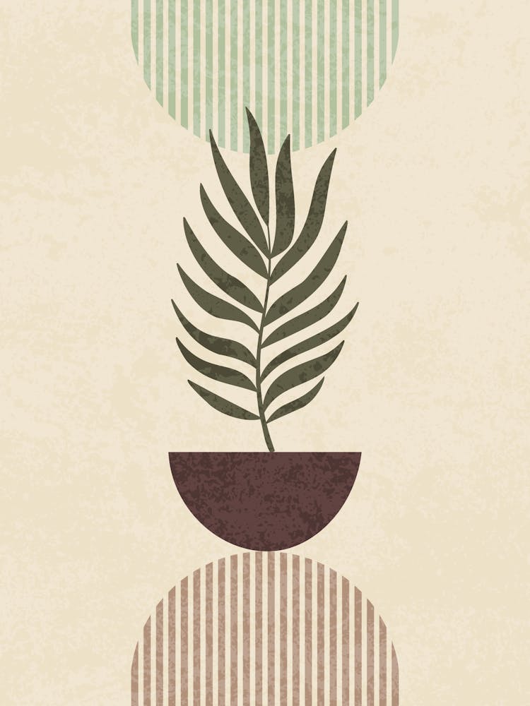 Minimal Botanical Art with Geometric Shapes