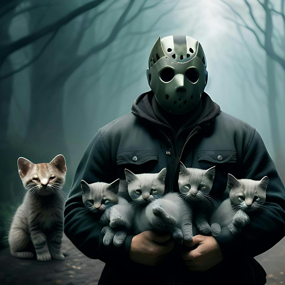 Jason Voorhees with Kittens
