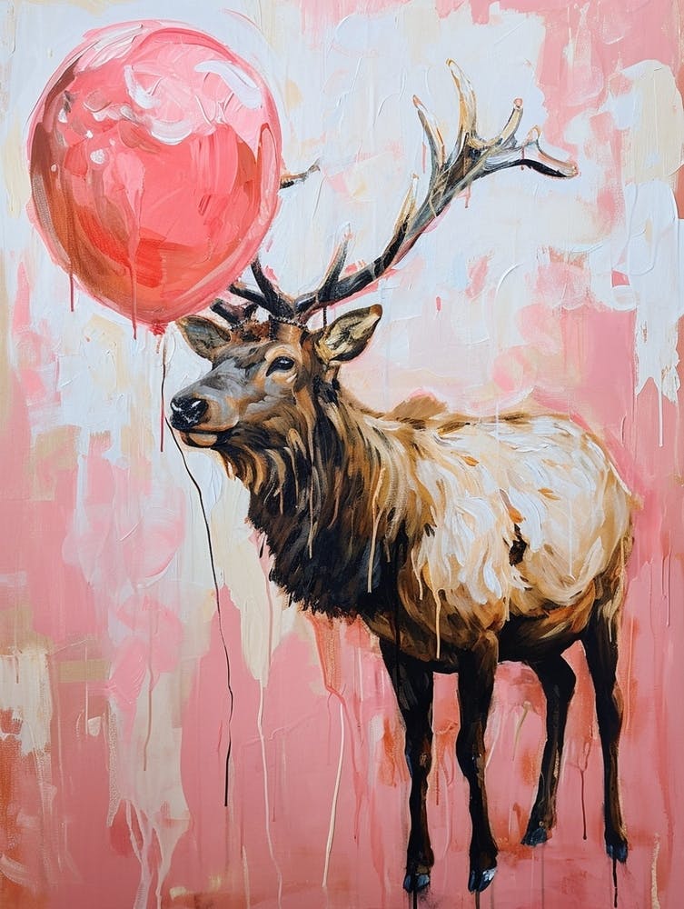 Cute Elk 1 With Balloon