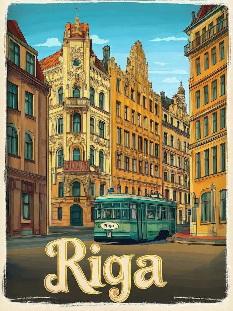 Aihrgdesign Une Affiche de Voyage Vintage de Riga 5