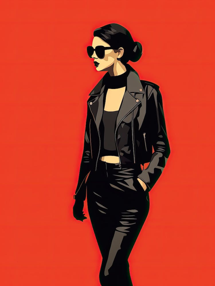 Rock Girl In Leather Jacket