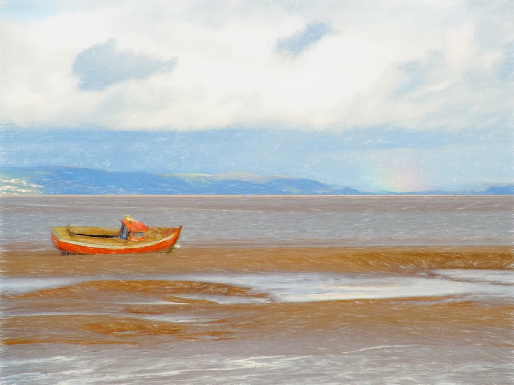 Small Boat At Low Tide