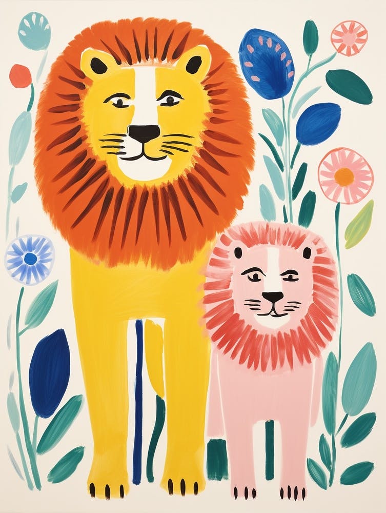 Colourful Kids Animal Art Lion 10