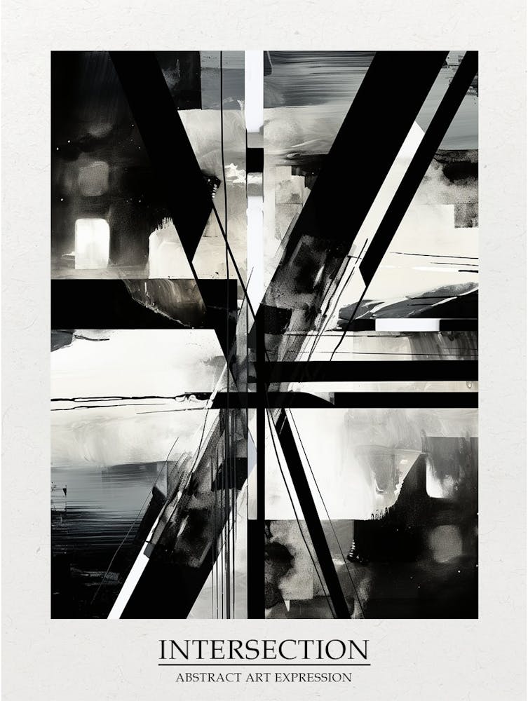 Intersection Abstract Black And White 4 Poster