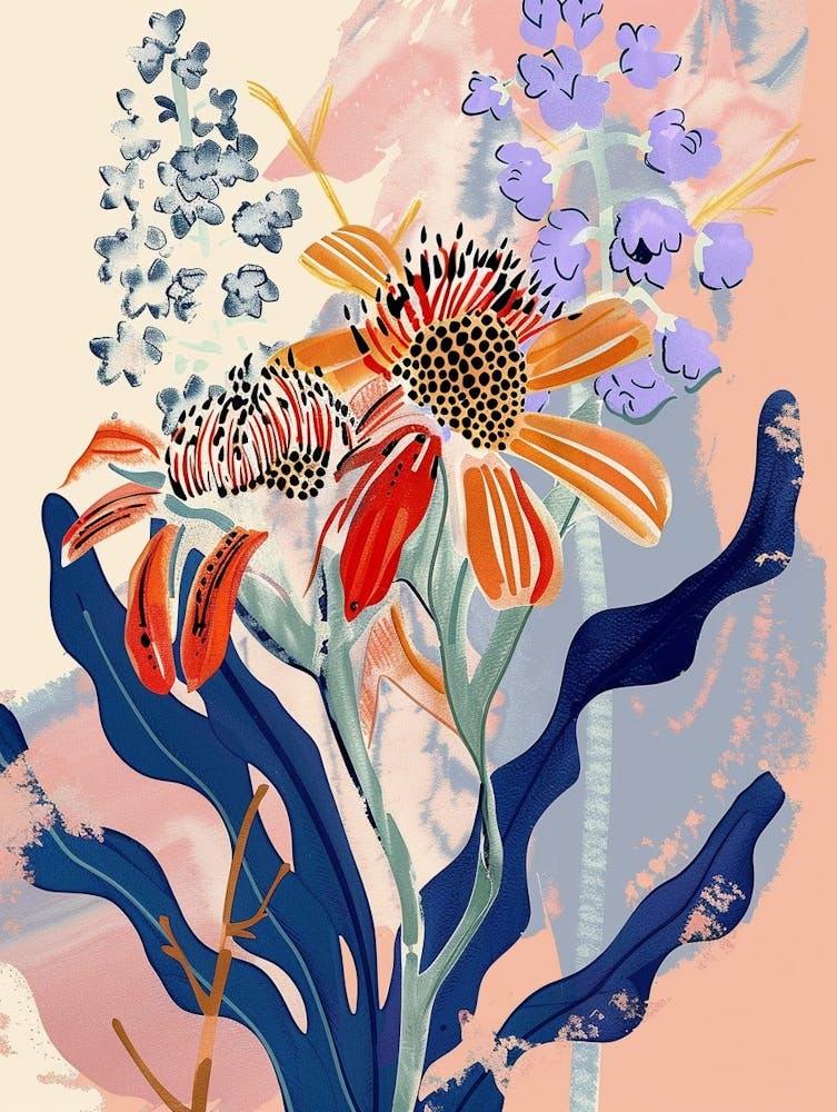 Colourful Flower Illustration Cineraria 5