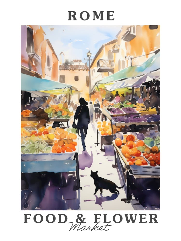 Food Market With Cats In Rome 1 Poster