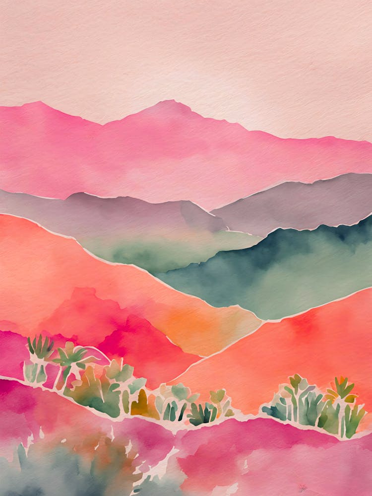 Watercolor Of A Desert Landscape