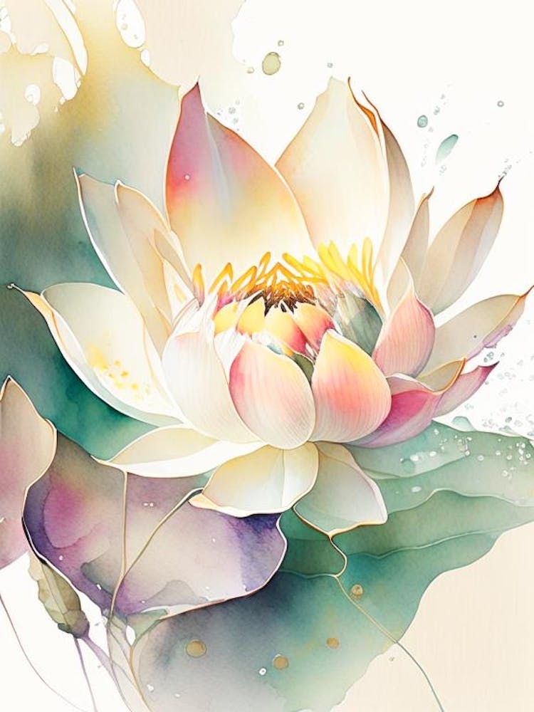 Lotus Flower Pattern Storybook Watercolour 3