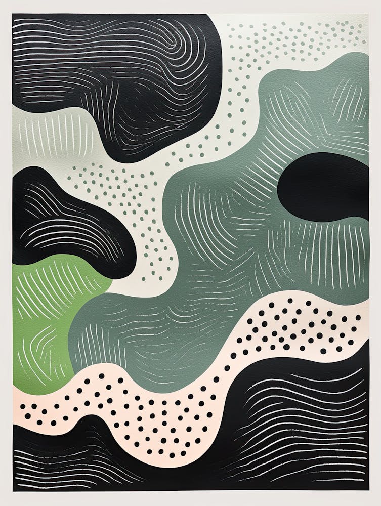 Visions Vintage ; Paysage Onirique Risographe Abstrait