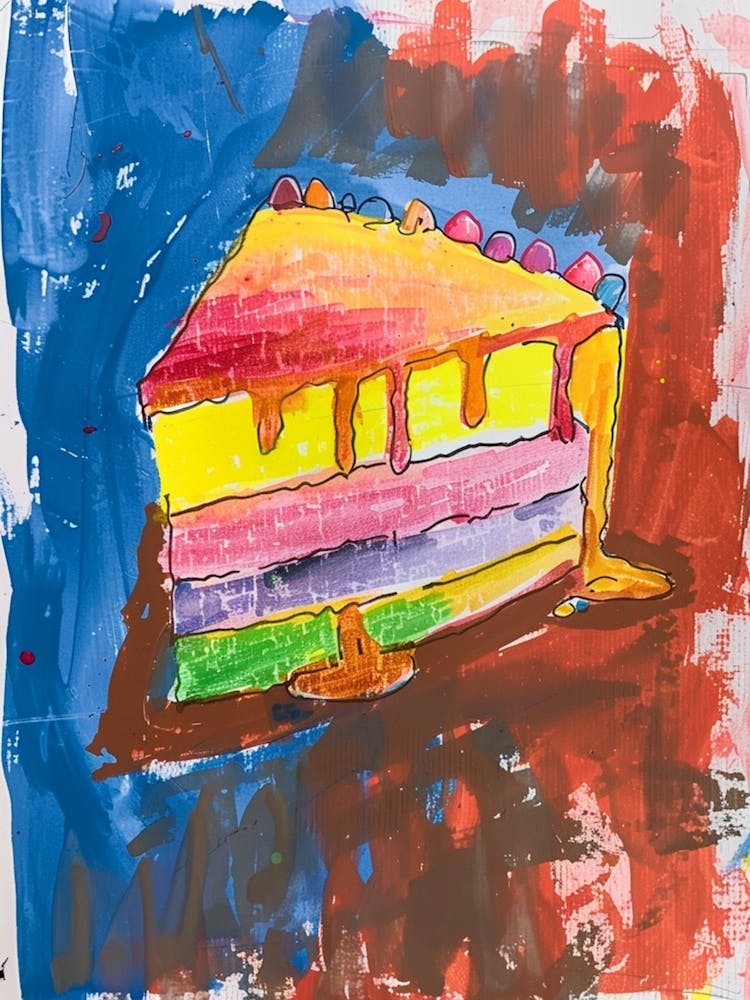 Rainbow Jelly Slice Wild Brushstroke Painting