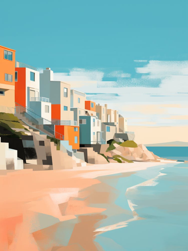 Abstrakte Illustration Von Hayle Towans Beach Cornwall Orange Töne 1