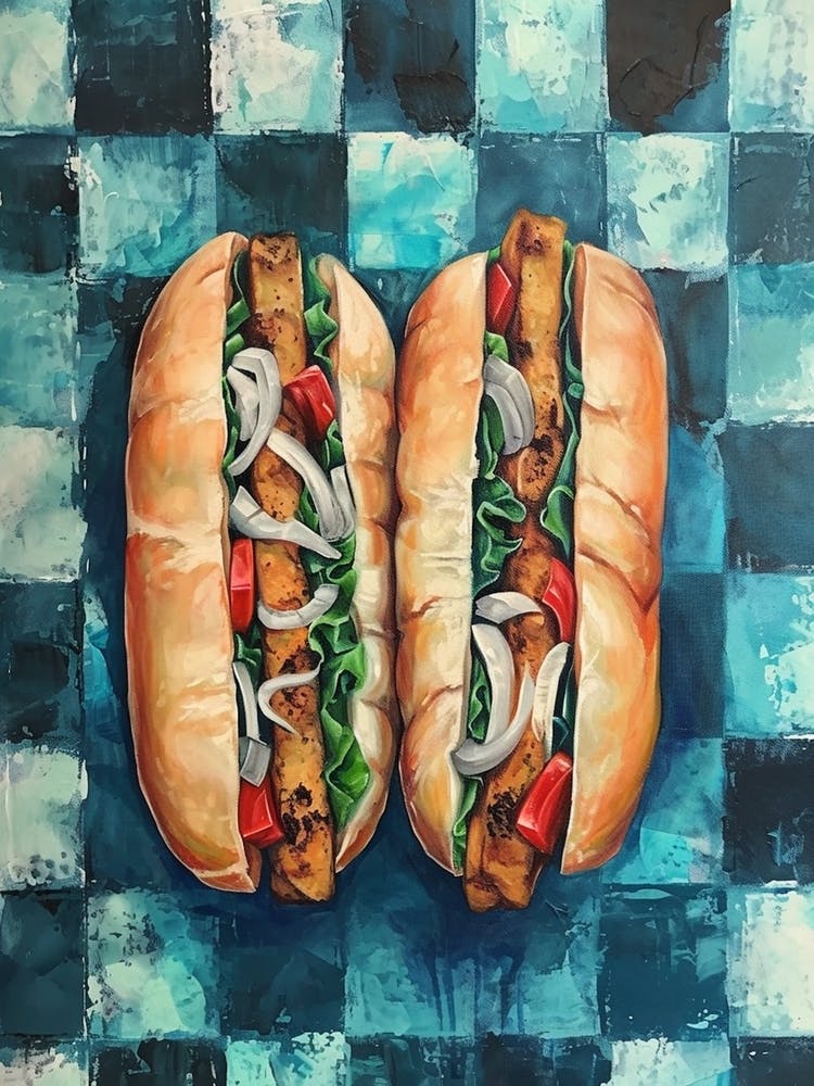 Baguette Checkered Blue Painting 1
