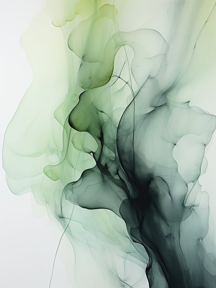 Sage Green And Black Flow Asbtract Painting 2