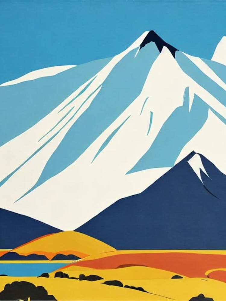Mount Ruapehu, New Zealand Midcentury Vintage Skiing Poster