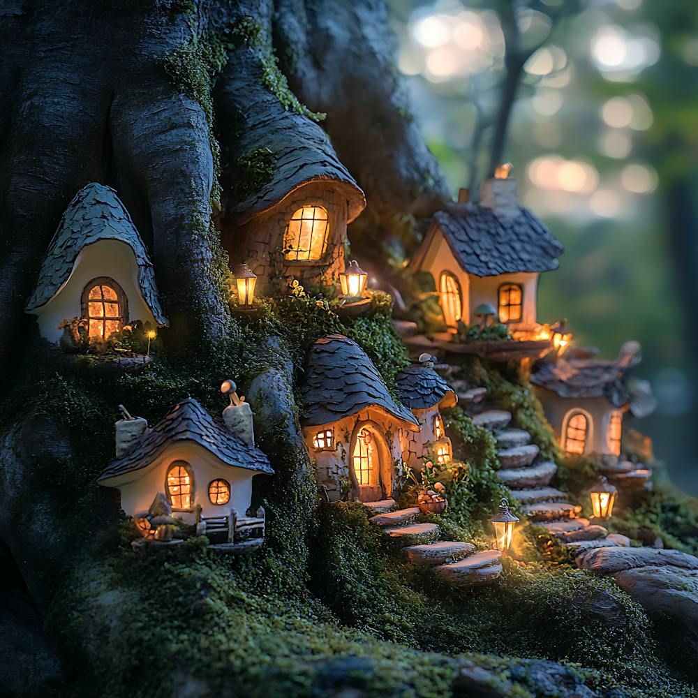 Fantasy Fairy Village Twilight Scene 7
