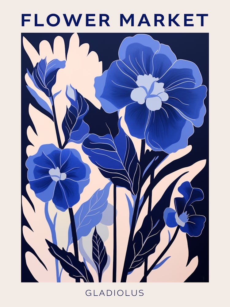 Blue Flower Market Poster Gladiolus 3