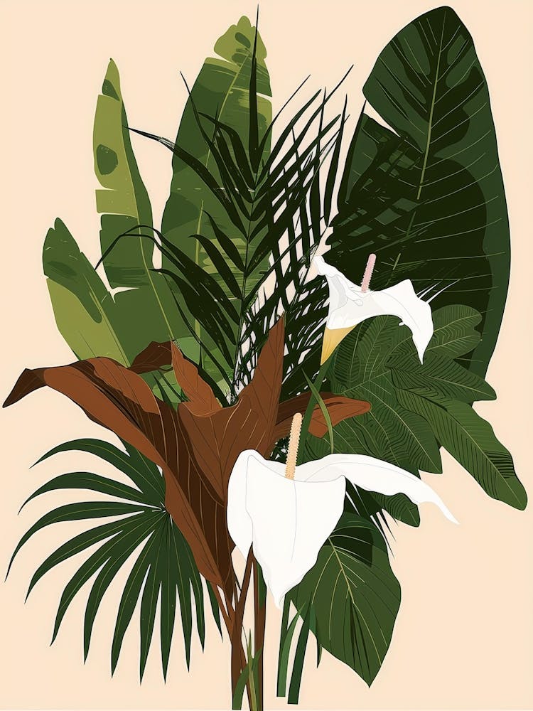 Tropical Leaves In A Vase