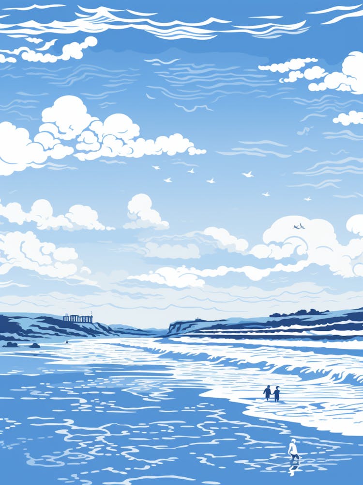 A Screen Print Of Fistral Beach Cornwall 1