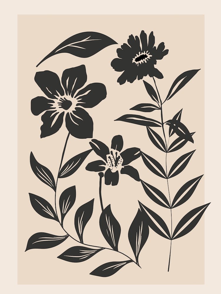 Abstract Flowers With Leaves 2