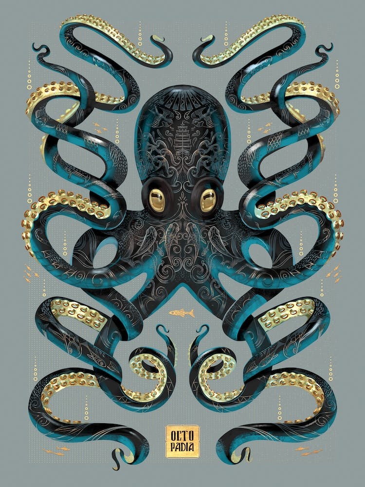 Octopus Black And Gold